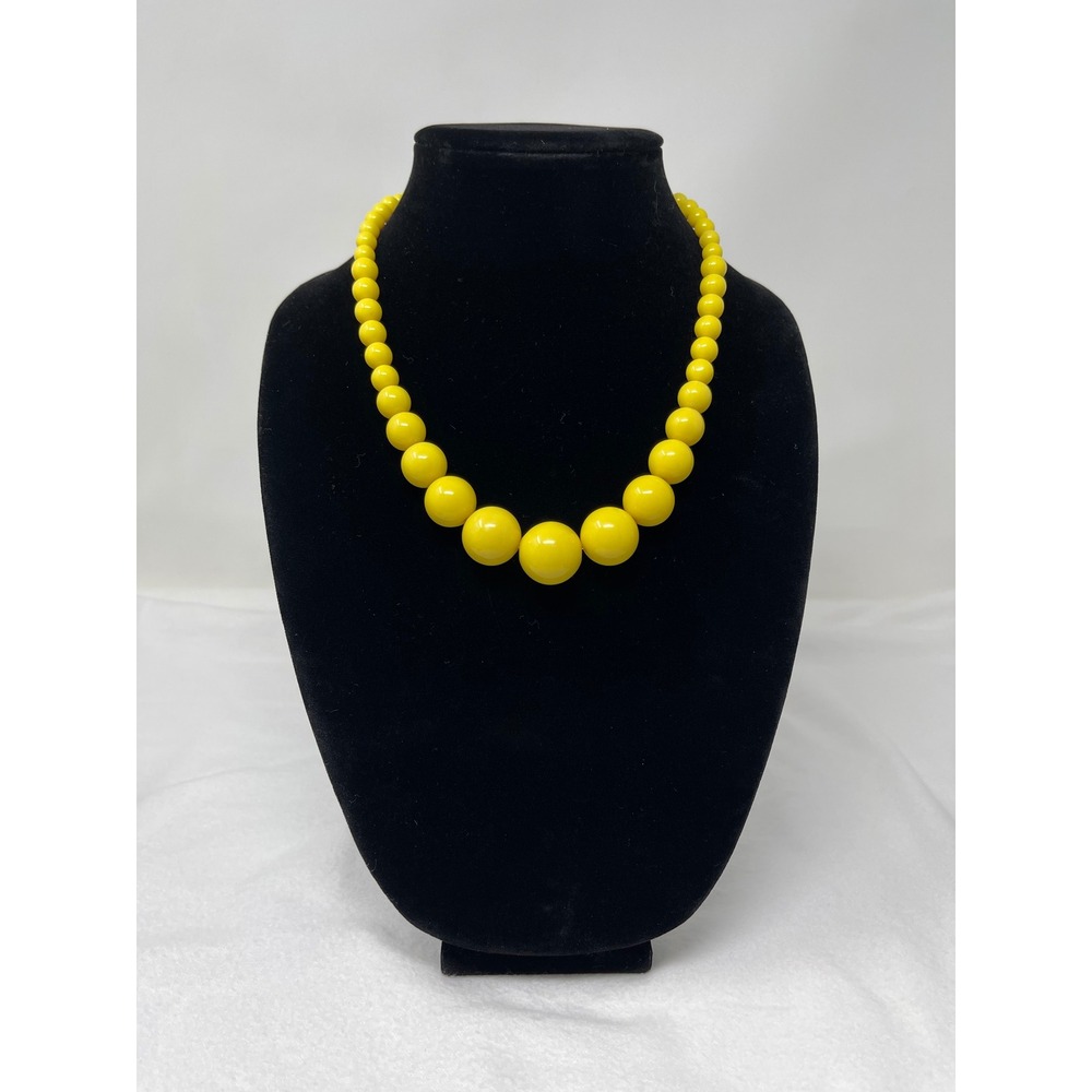 Unbranded Women Graduated Bead Necklace OS Yellow Retro Pop